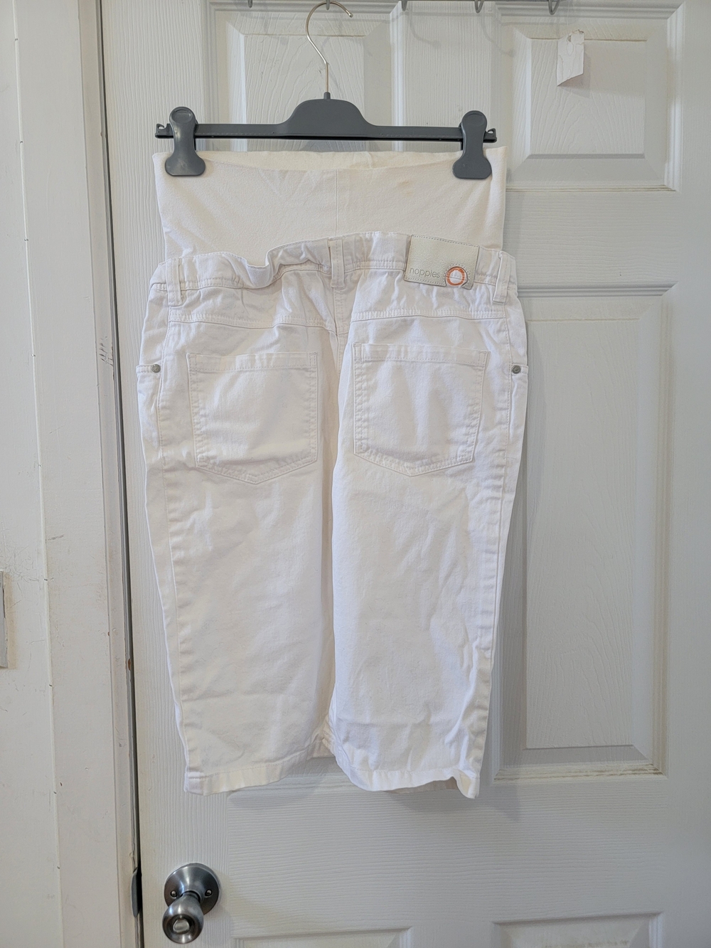 Noppies White Maternity Denim Shorts with Stretch Waistband